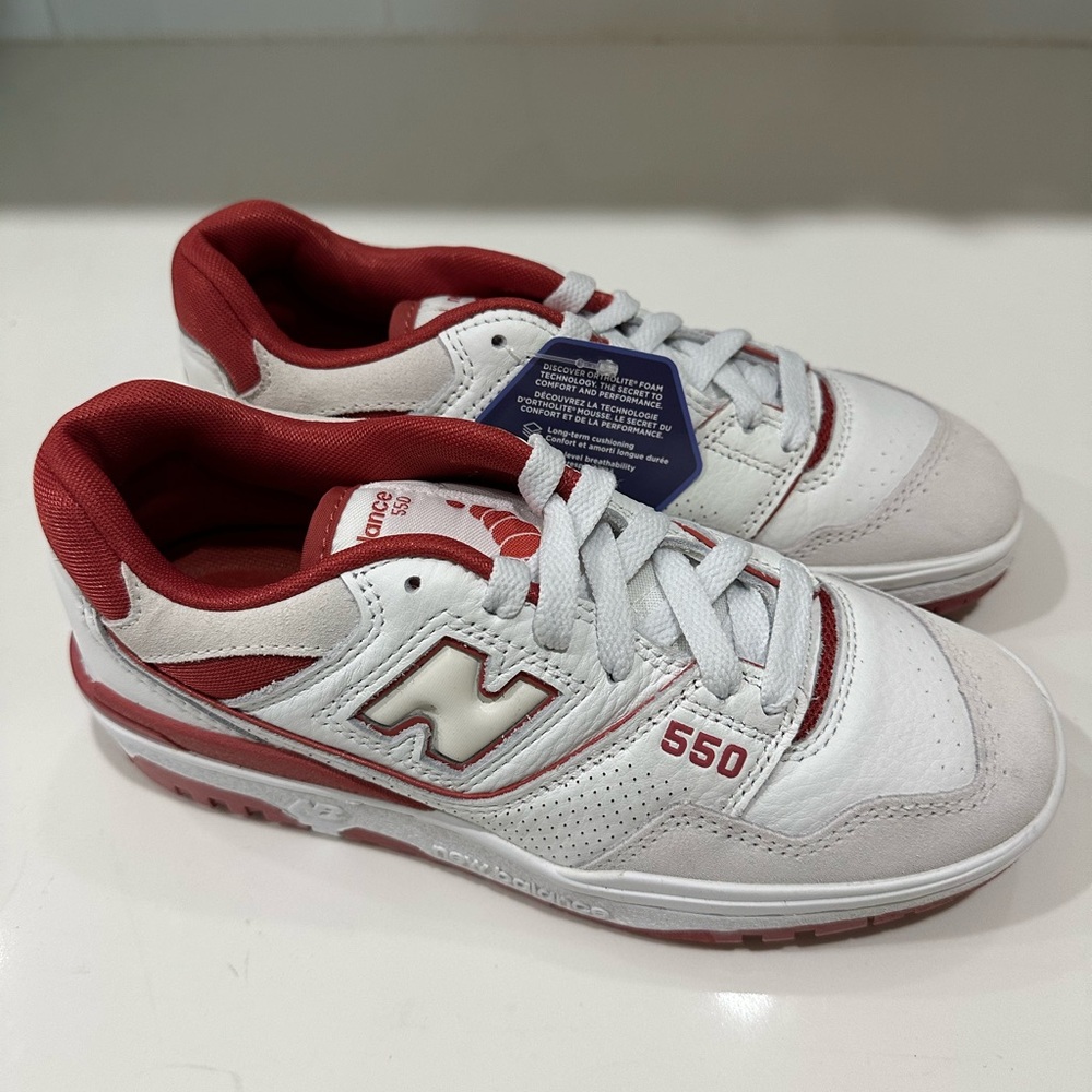 New Balance 550 Red and White Sneakers